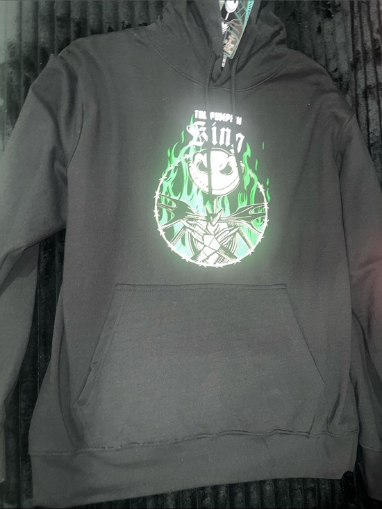 Disney Other - Disney Black Hoodie with Neon Green Flame Jack Skellington Graphic NWT